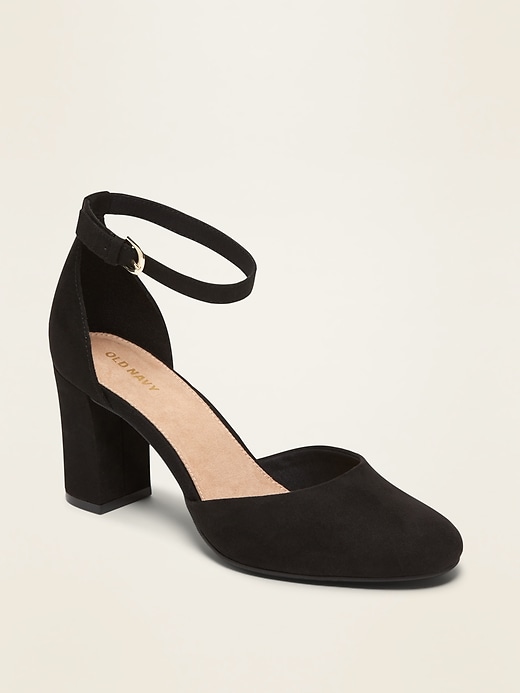 Image number 1 showing, Faux-Suede D'Orsay Block-Heel Pumps for Women