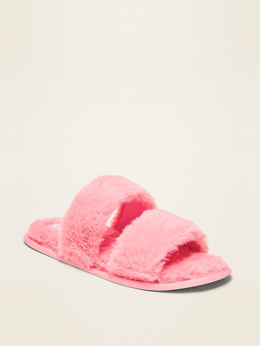 View large product image 1 of 3. Faux-Fur Double-Strap Slippers for Girls