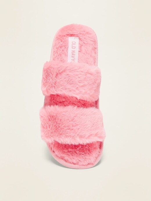 View large product image 2 of 3. Faux-Fur Double-Strap Slippers for Girls