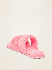 View large product image 3 of 3. Faux-Fur Double-Strap Slippers for Girls