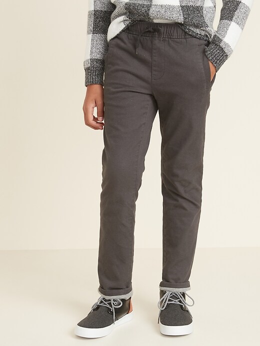 View large product image 1 of 1. Relaxed Slim Jersey-Lined Twill Pants For Boys