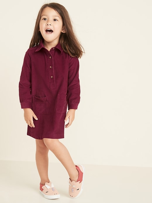 View large product image 1 of 3. Corduroy Shirt Dress for Toddler Girls
