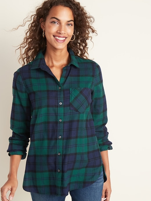 Old Navy Patterned Flannel Classic Shirt for Women. 1