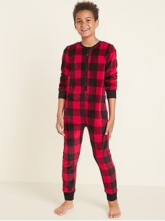 Micro Fleece Plaid One-Piece for Boys