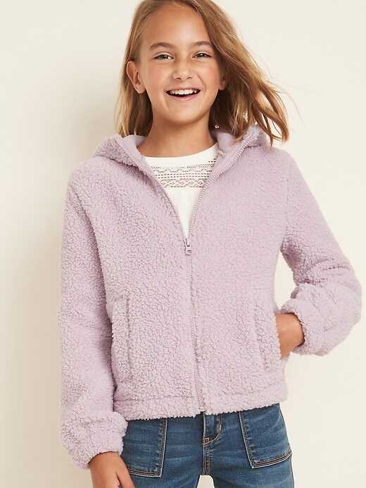 View large product image 1 of 1. Sherpa Cinched-Hem Zip Hoodie for Girls
