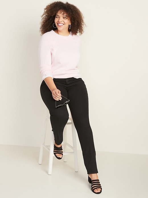 Image number 8 showing, Mid-Rise Power Slim Straight Black Jeans for Women