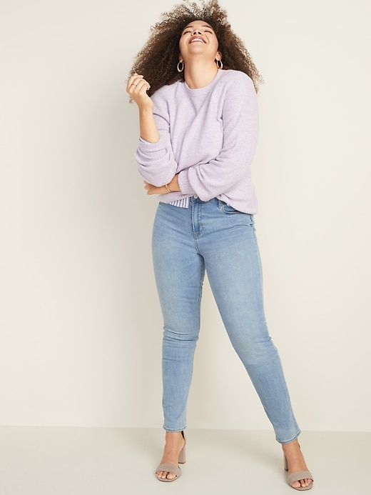 Image number 8 showing, Mid-Rise Light-Wash Power Slim Straight Jeans for Women