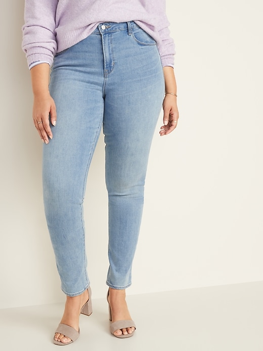Image number 6 showing, Mid-Rise Light-Wash Power Slim Straight Jeans for Women