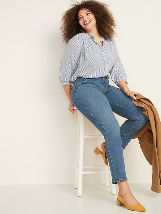 Image number 8 showing, Mid-Rise Curvy Straight Jeans for Women