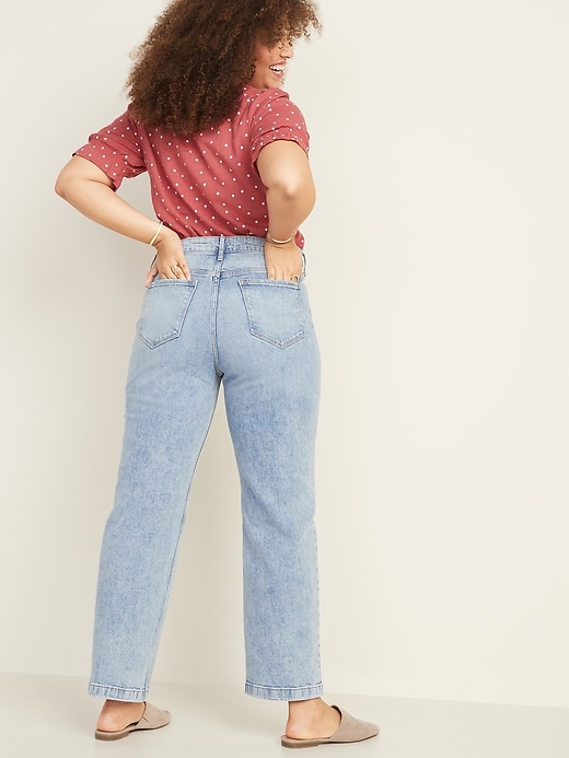 Image number 7 showing, High-Waisted Light Stone-Washed Slim Wide-Leg Jeans For Women