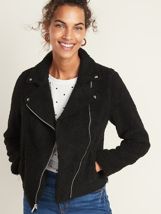 View large product image 1 of 1. Sherpa Moto Jacket for Women