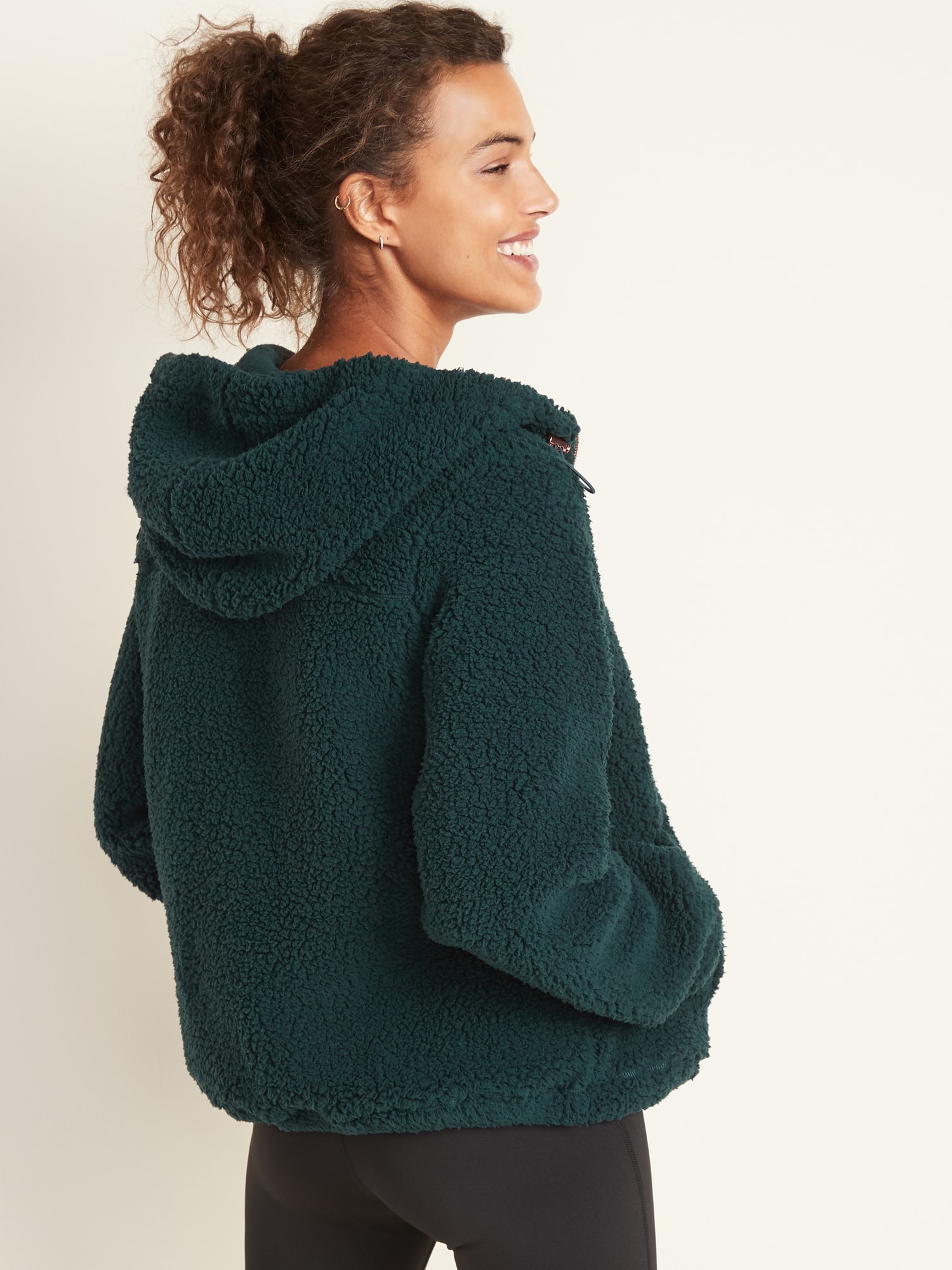 Plush Sherpa 1/2-Zip Hoodie for Women