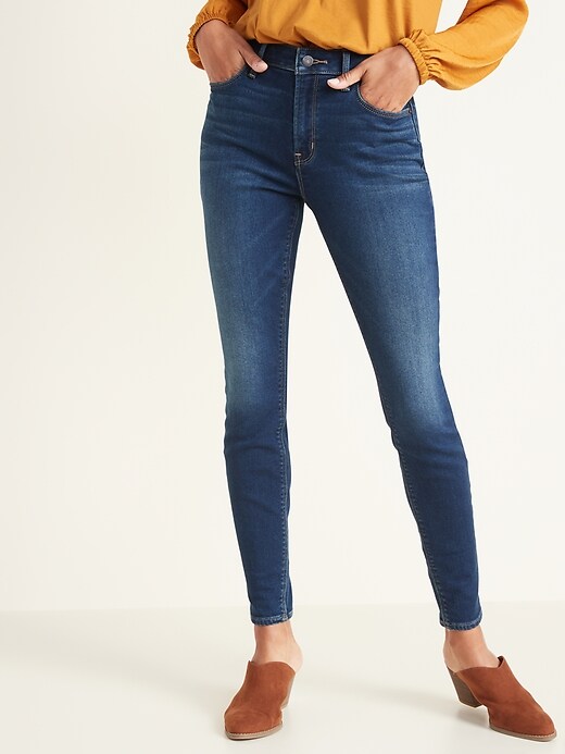 Image number 1 showing, High-Waisted Built-In Warm Rockstar Super Skinny Jeans for Women