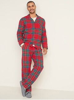 Patterned Flannel Pajama Set for Men