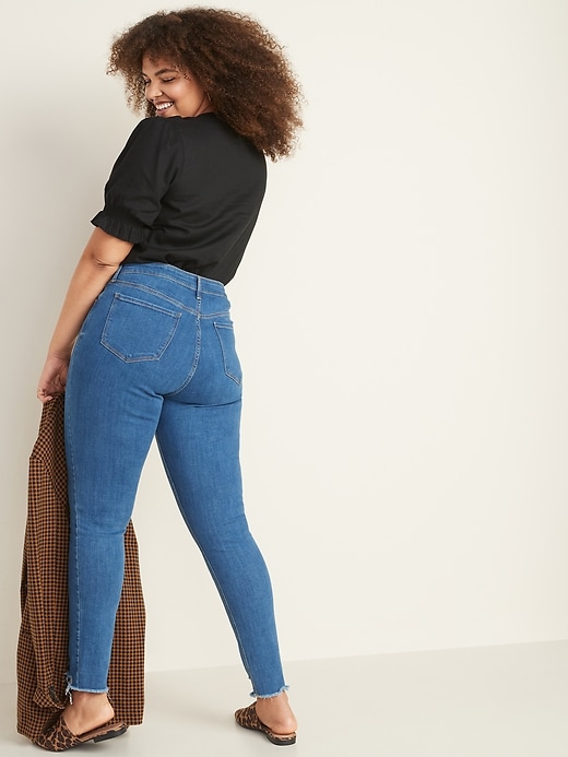Image number 7 showing, Mid-Rise Rockstar Super Skinny Distressed Raw-Edge Jeans for Women