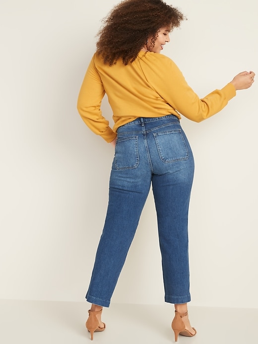 Image number 7 showing, High-Waisted Slim Wide-Leg Workwear Jeans for Women