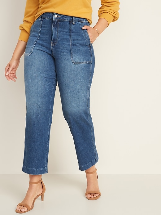 Image number 6 showing, High-Waisted Slim Wide-Leg Workwear Jeans for Women