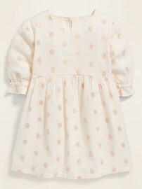 View large product image 3 of 3. Metallic Clip-Dot 3/4-Sleeve Dress for Toddler Girls