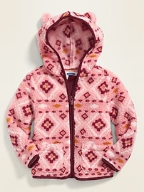 View large product image 4 of 4. Patterned Sherpa Bear Zip Hoodie for Toddler Girls