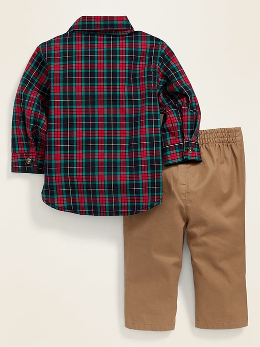 View large product image 2 of 3. Plaid Shirt, Bow-Tie & Twill Pants Set for Baby