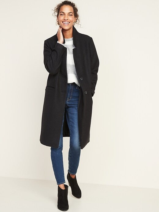 Image number 1 showing, Relaxed Soft-Brushed Long-Line Coat for Women