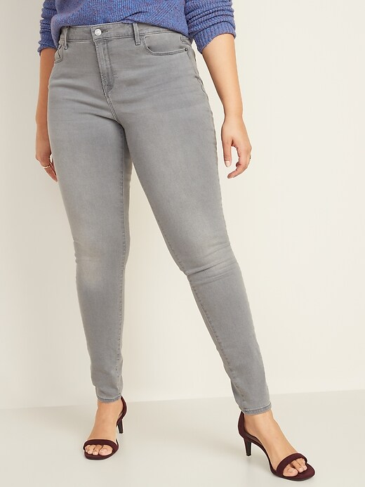 Image number 6 showing, Mid-Rise Gray-Wash Rockstar Super Skinny Jeans for Women