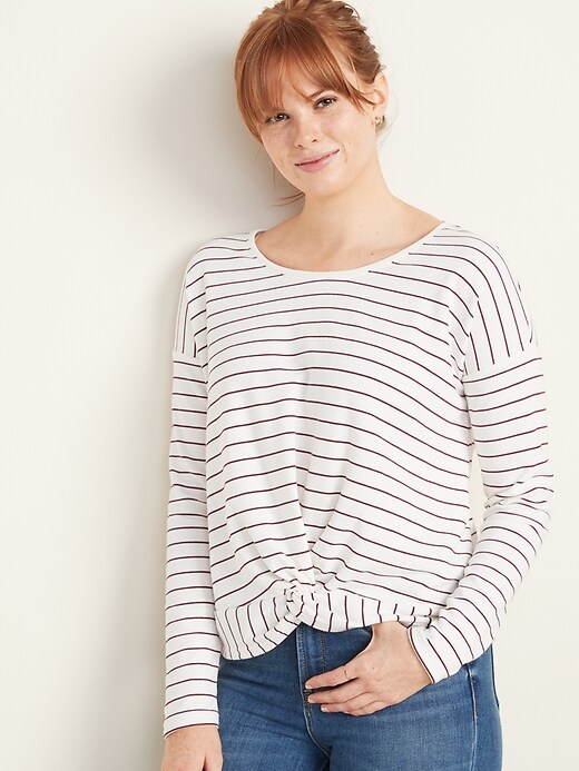 View large product image 1 of 1. Twist-Front French Terry Top for Women