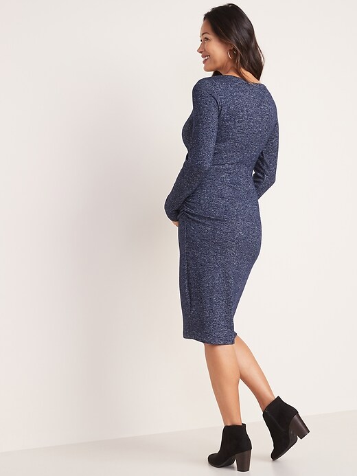 Image number 2 showing, Maternity Plush-Knit Twist-Front Bodycon Dress