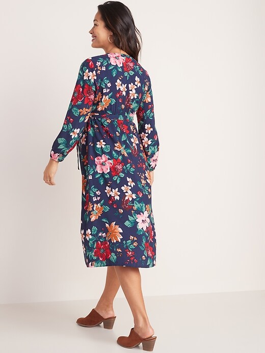Image number 2 showing, Maternity Printed Faux-Wrap Midi Dress