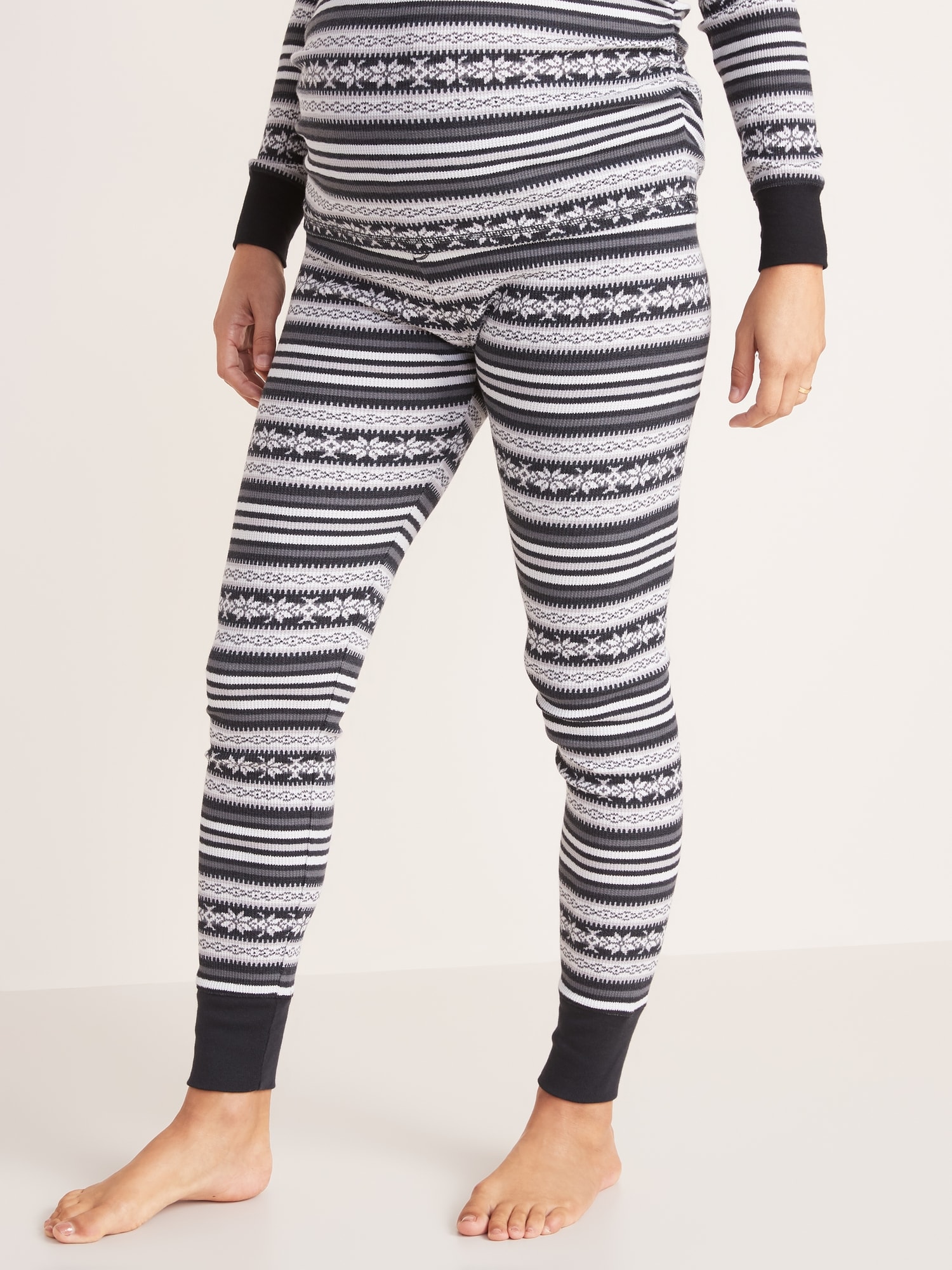 Maternity Matching Print Thermal-Knit Pajama Leggings