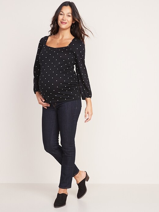 Image number 3 showing, Maternity Blouson-Sleeve Shirred Top