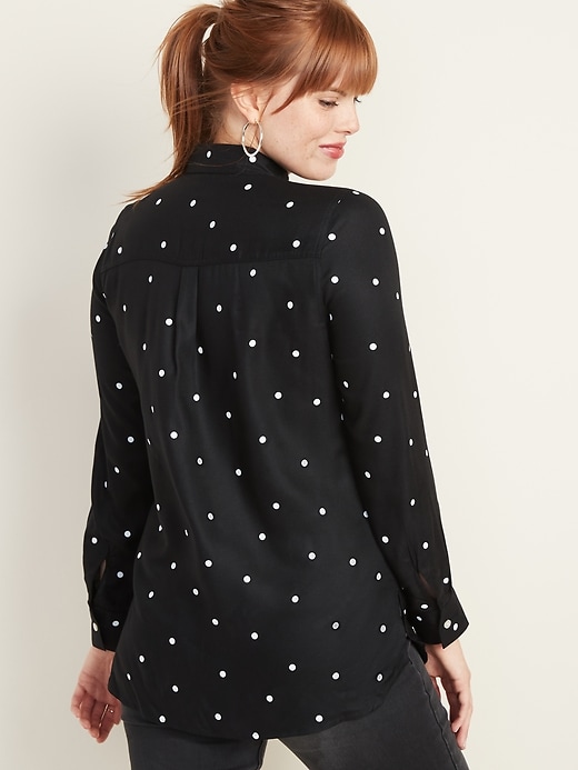 Image number 2 showing, Drapey Polka-Dot Tunic Shirt for Women