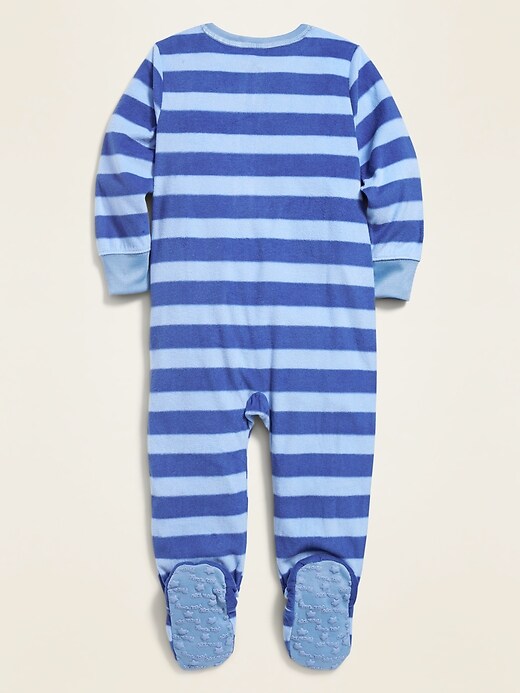 View large product image 2 of 2. Striped Performance Fleece Footie Pajama One-Piece for Toddler & Baby