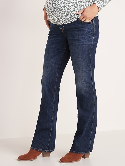 Image number 1 showing, Maternity Full-Panel Boot-Cut Jeans