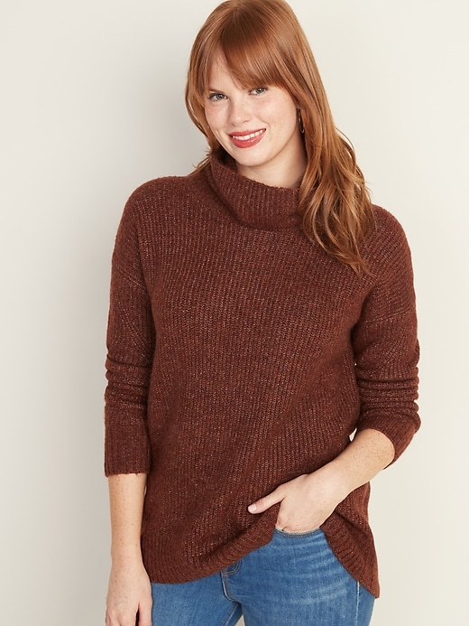 Image number 1 showing, Slouchy Turtleneck Sweater for Women