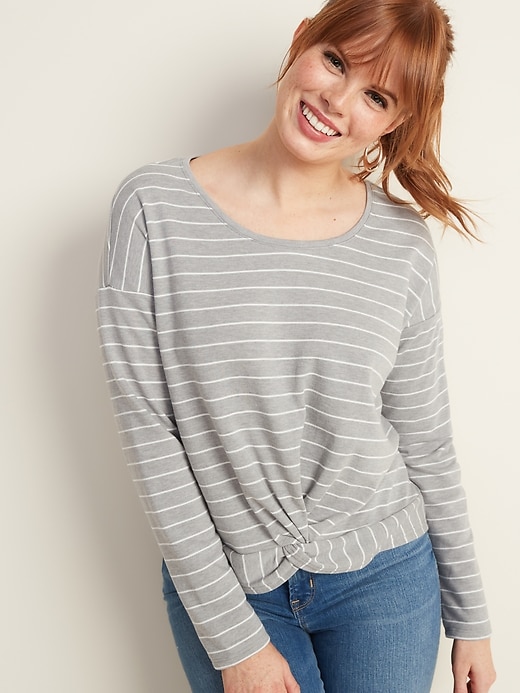 Image number 1 showing, Twist-Front French Terry Top for Women