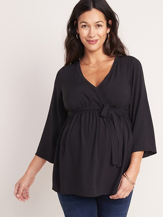 Image number 1 showing, Maternity Wrap-Front Top