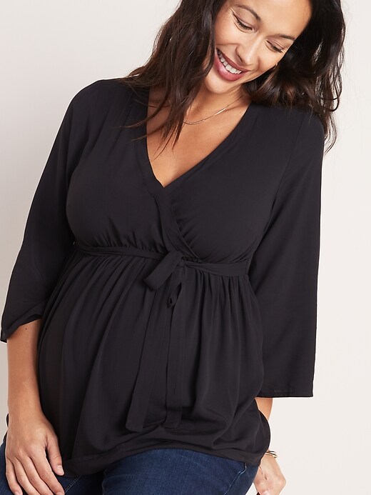 Image number 4 showing, Maternity Wrap-Front Top