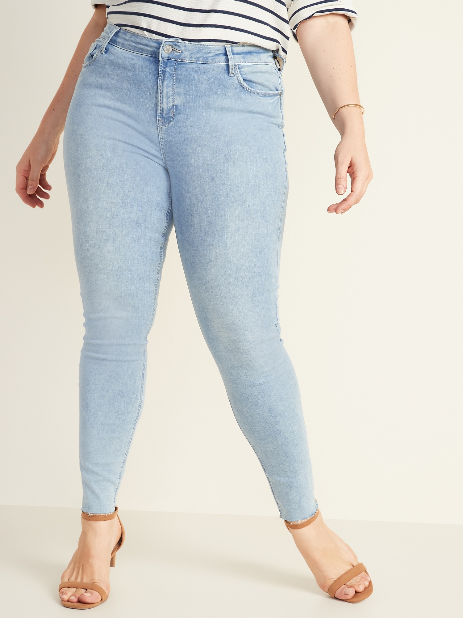 Mid-Rise Acid-Wash Raw-Edge Rockstar Jeans for Women