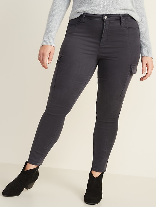 Image number 6 showing, High-Waisted Sateen Rockstar Super-Skinny Cargo Pants for Women