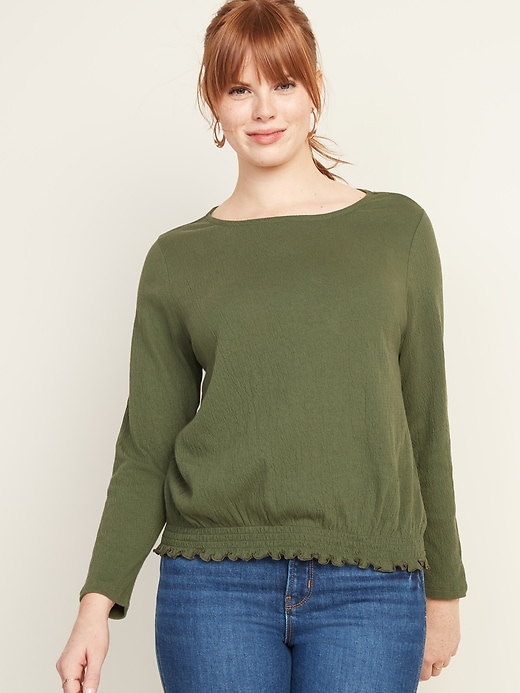 Relaxed Ruffle-Hem Top for Women | Old Navy