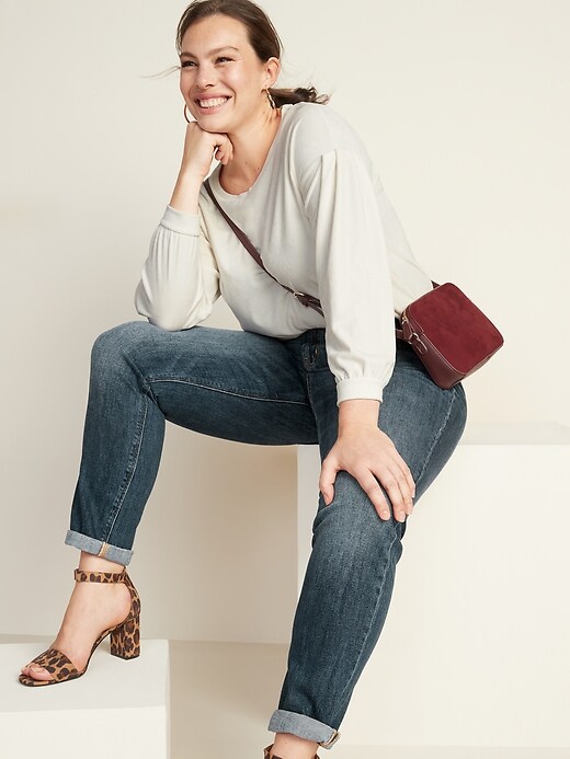 Image number 8 showing, Mid-Rise Boyfriend Straight Jeans for Women