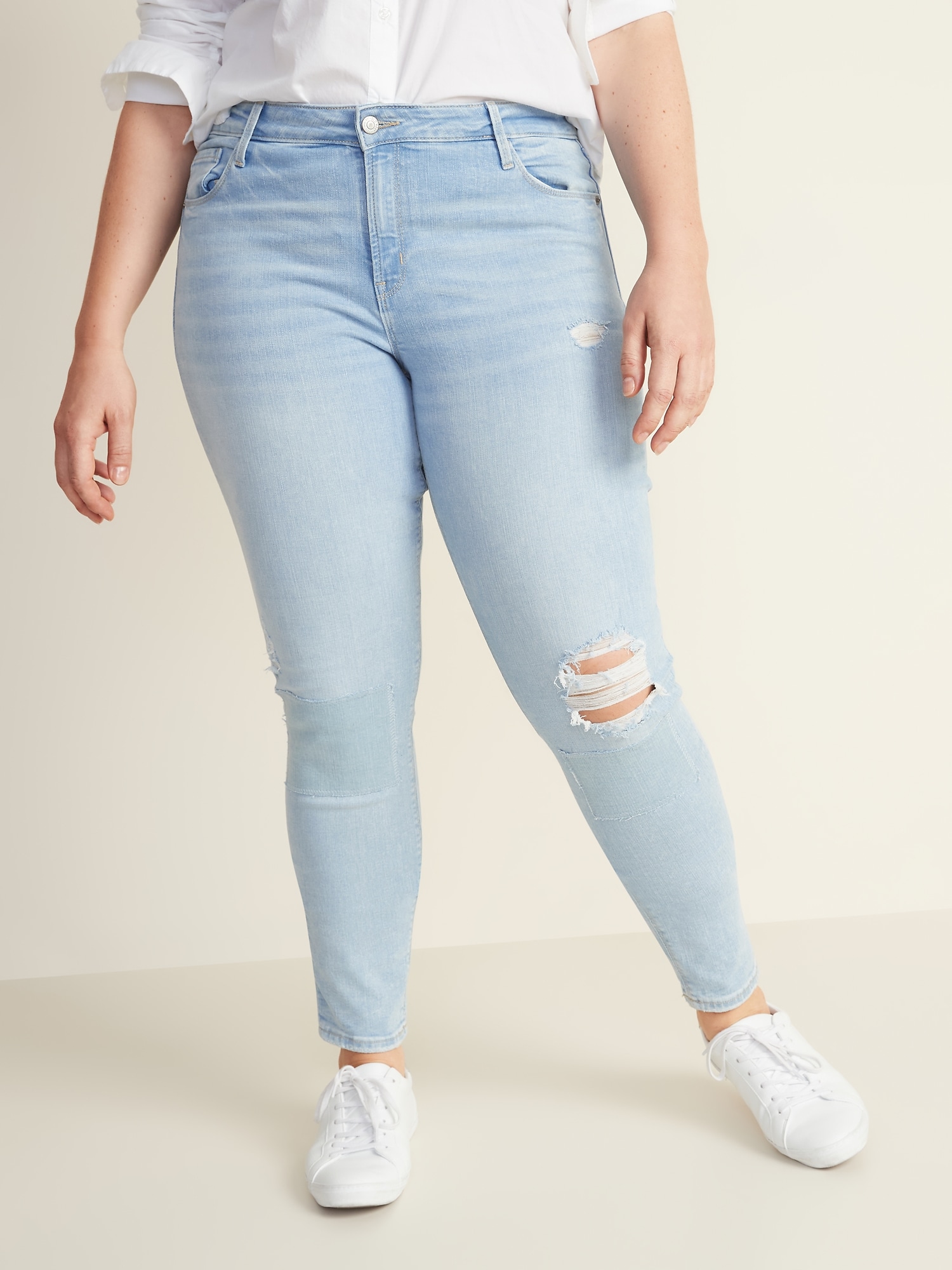 old navy mid rise distressed rockstar