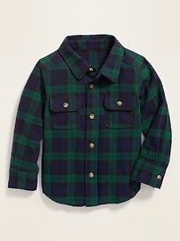 View large product image 4 of 4. Plaid Flannel Double-Pocket Shirt for Toddler Boys