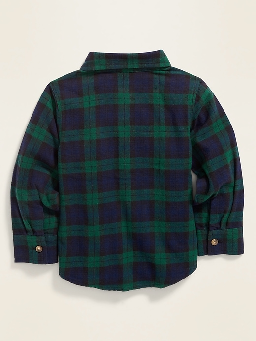 View large product image 2 of 4. Plaid Flannel Double-Pocket Shirt for Toddler Boys