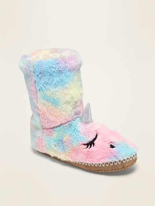 View large product image 1 of 3. Plush Sherpa Critter Slipper Boots for Girls