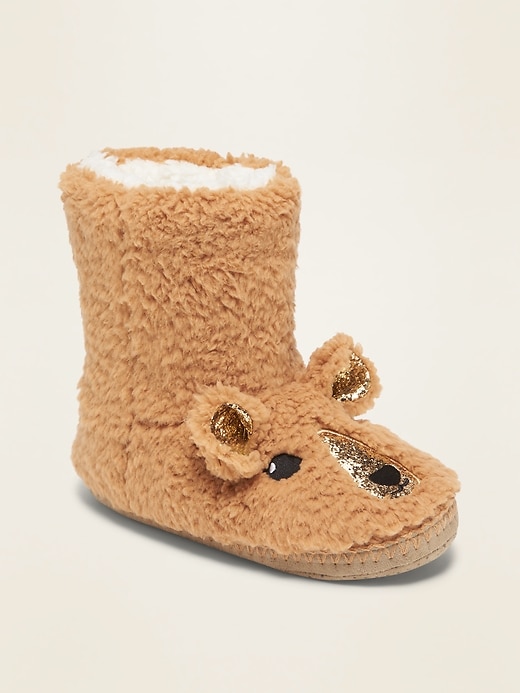 View large product image 1 of 1. Plush Sherpa Critter Slipper Boots for Girls