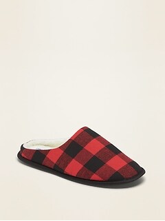 Sherpa-Lined Flannel Slippers for Men