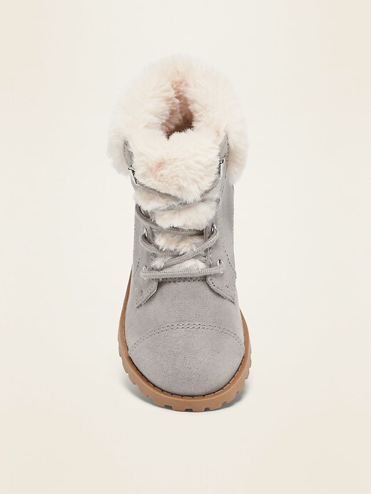 View large product image 2 of 4. Faux-Fur-Lined Sueded Hiker Boots for Toddler Girls