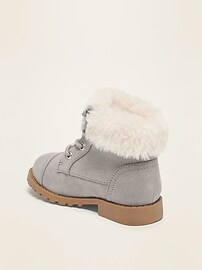 View large product image 3 of 4. Faux-Fur-Lined Sueded Hiker Boots for Toddler Girls